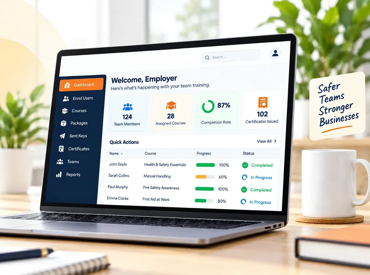 Business training dashboard on a laptop