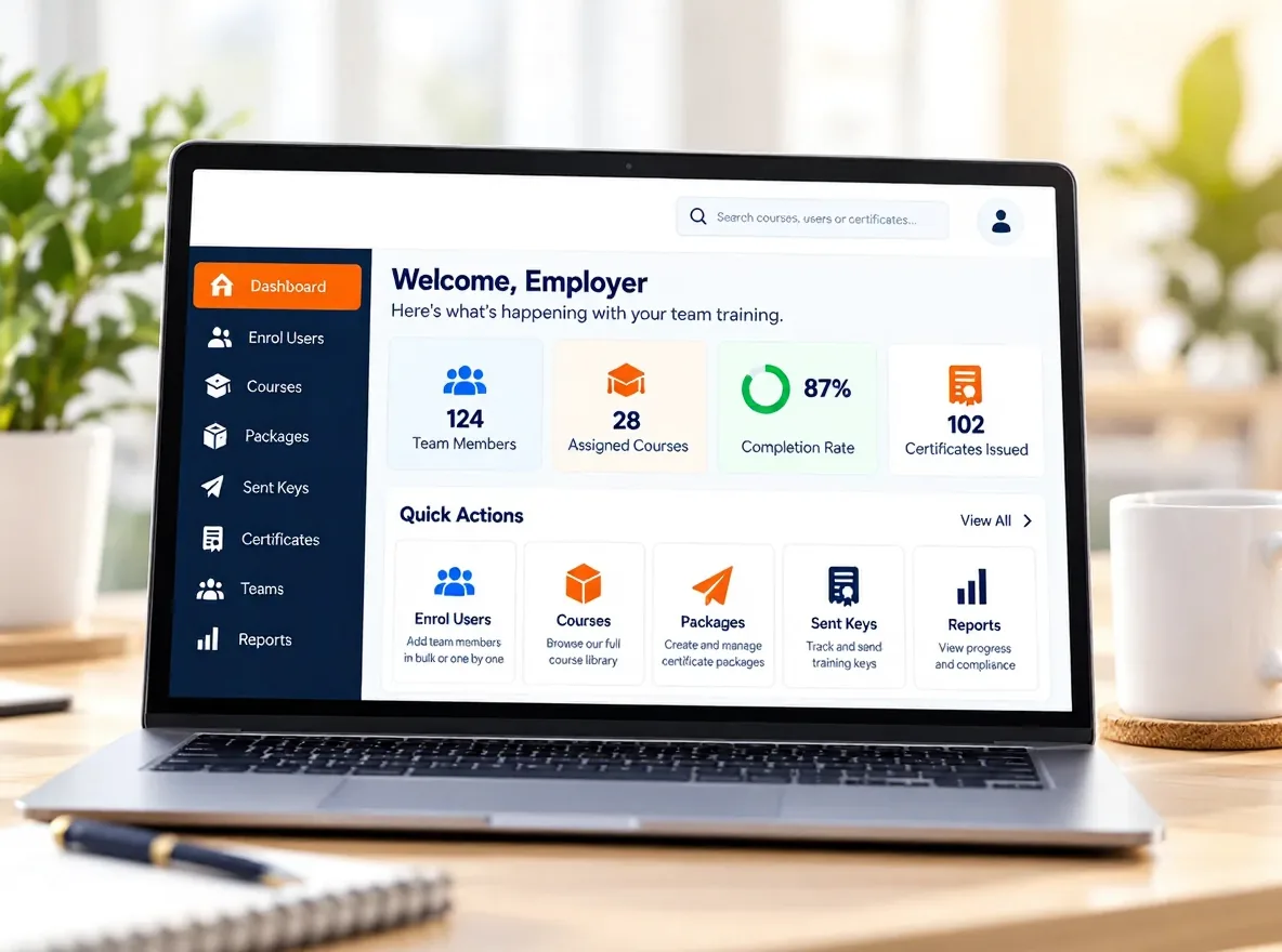 Business training hub dashboard