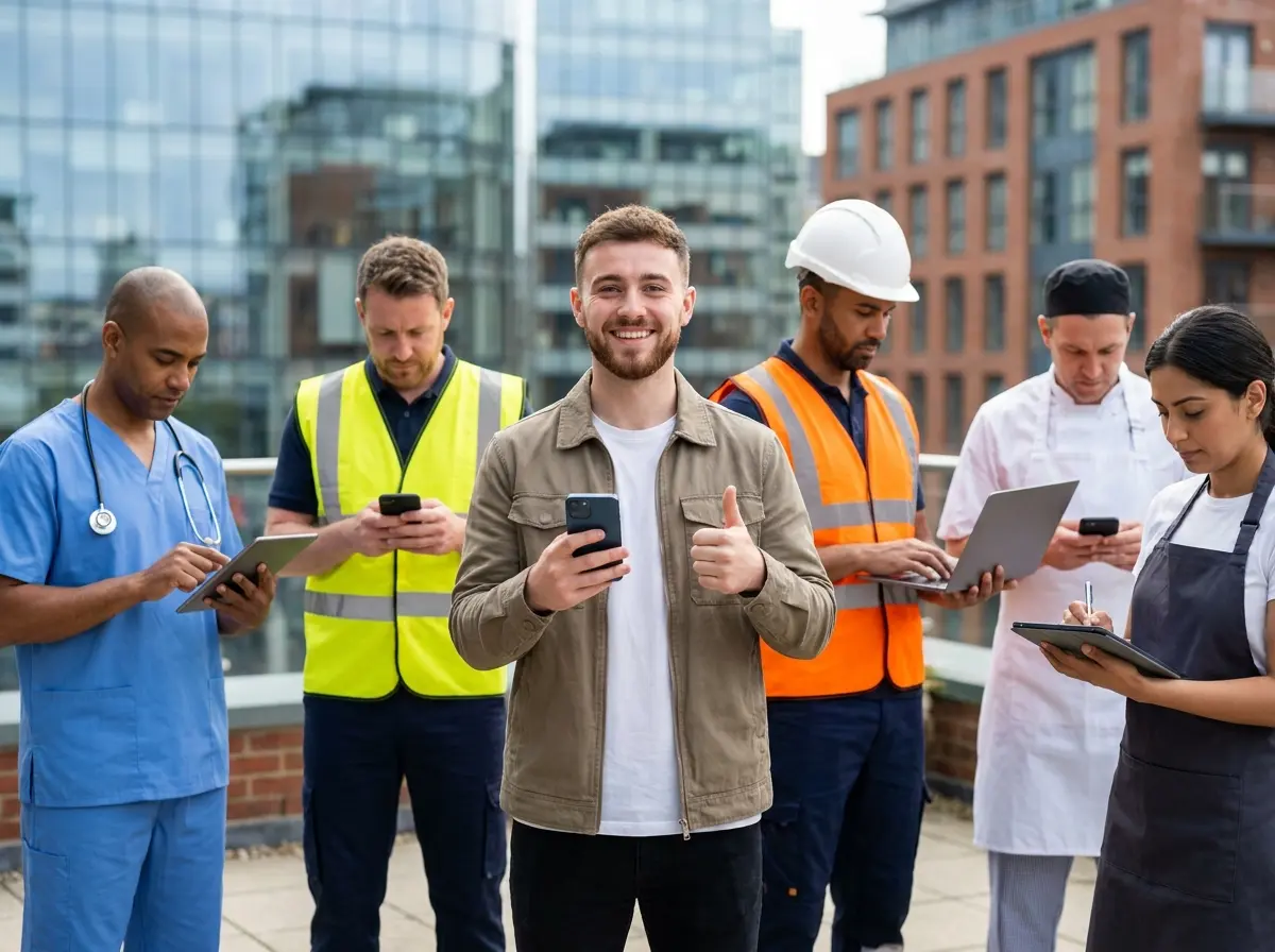 Eri alojen ammattilaisia rekisteröitymässä Safety Courses -palveluun